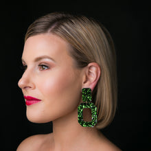 Load image into Gallery viewer, Large Statement Lyndell Emeralds in Green Glitter