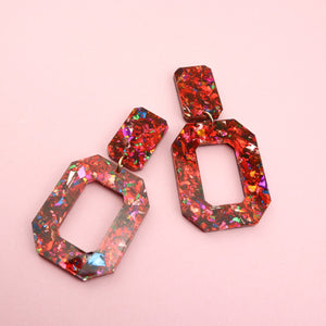 Large Statement Lyndell Emeralds - Red
